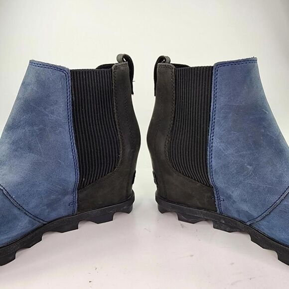 Sorel Joan of Arctic Wedge Chelsea Boots US 8.5 Blue Leather Ankle Booties Boot - Picture 8 of 12